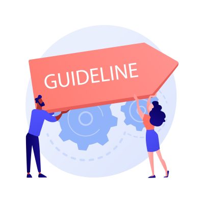 Guideline and regulation. Corporate law and policy. Company specification, instruction, directive rulebook. Office management design element. Vector isolated concept metaphor illustration